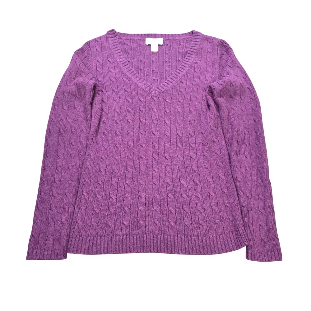 Ann Taylor LOFT Cable Knit Rabbit Hair Blend Sweater Women's Size S Purple